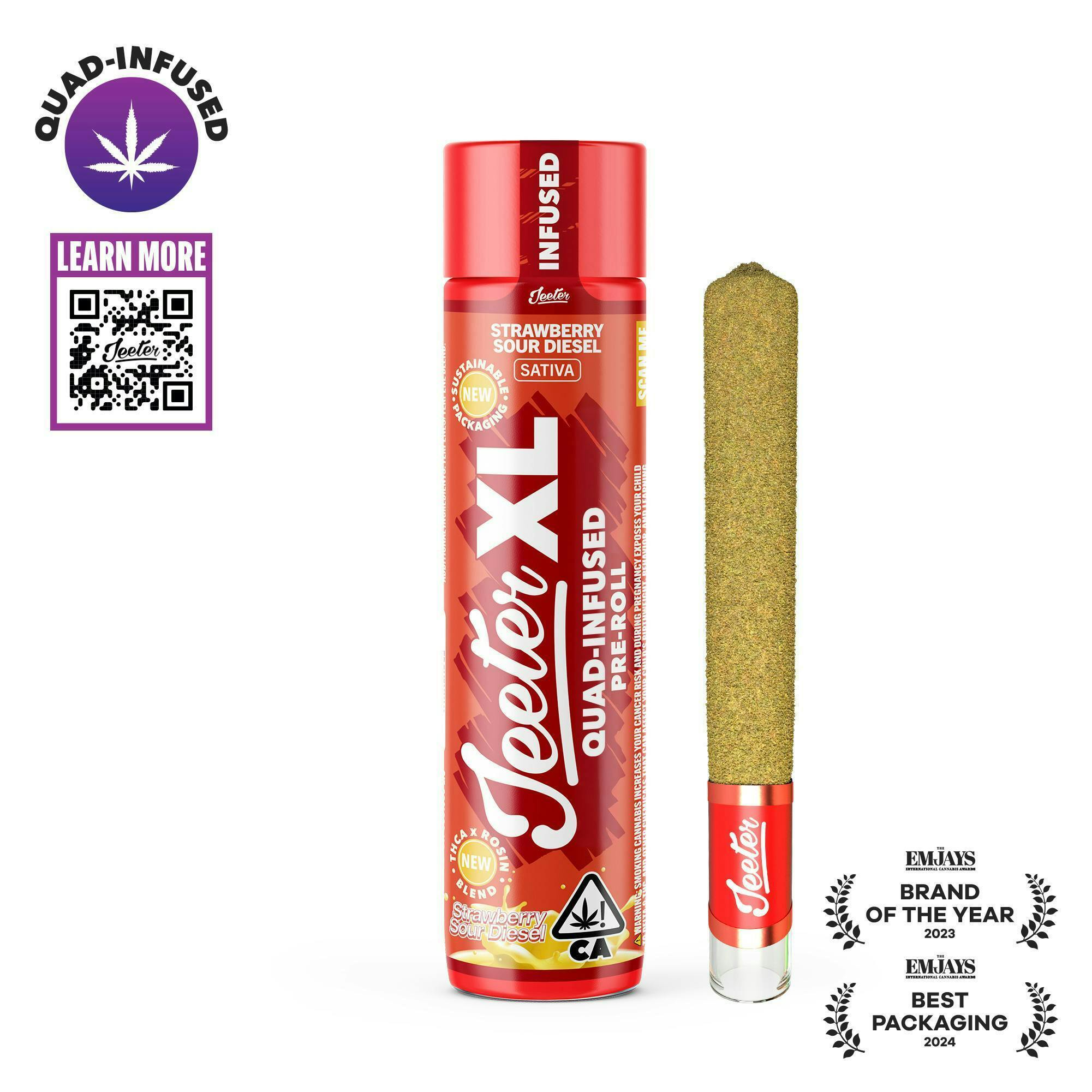 Strawberry Sour Diesel Jeeter XL Quad-Infused Joint 2g – BUDZILLA|SD