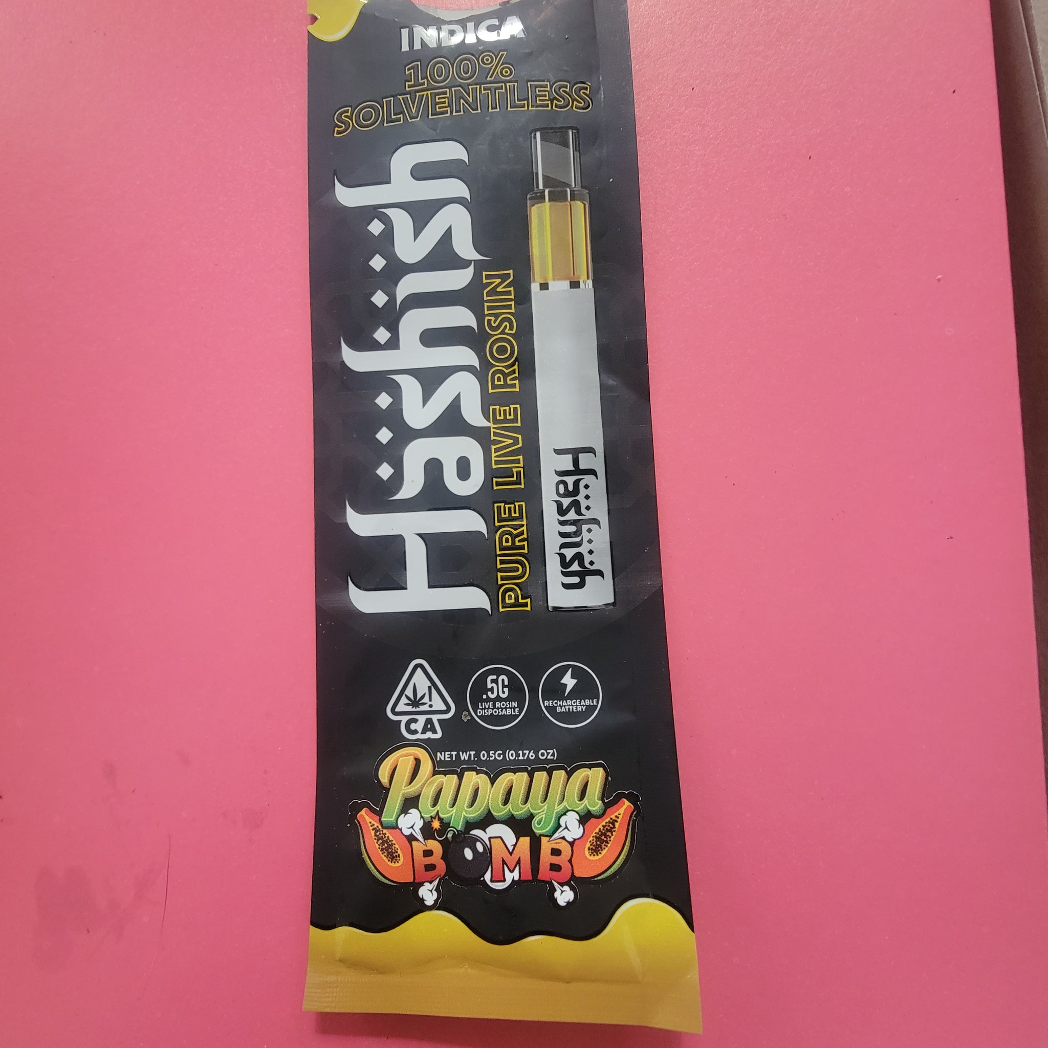 Papaya Bomb 0.5g Hash Rosin Disposable Vape by Hashish